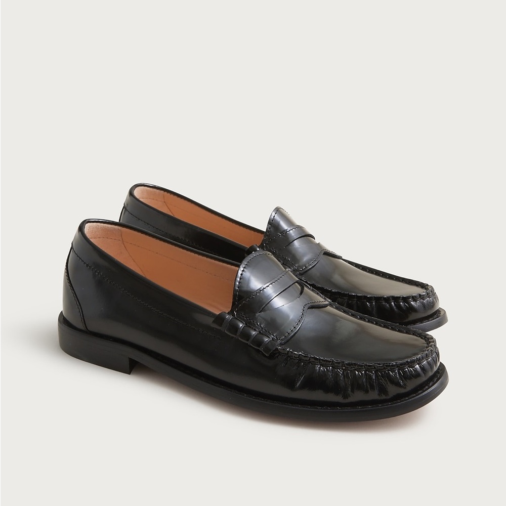 J. Crew Black Leather Penny Loafers